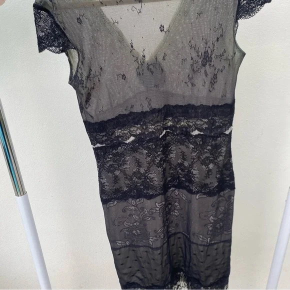 Y2K Euro Whimsygoth Black Mesh & Lace Dress Size Medium - Picture 8 of 10